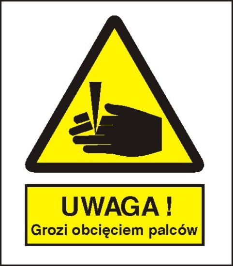 Ostrzeżenie przed obcięciem palców